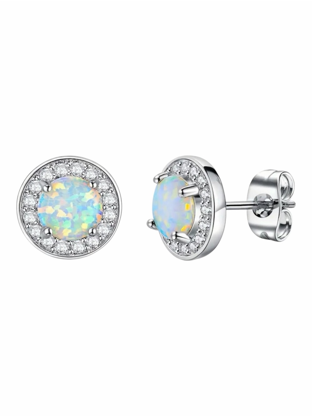 Opal Halo Stud Earrings NWT Gold Plated